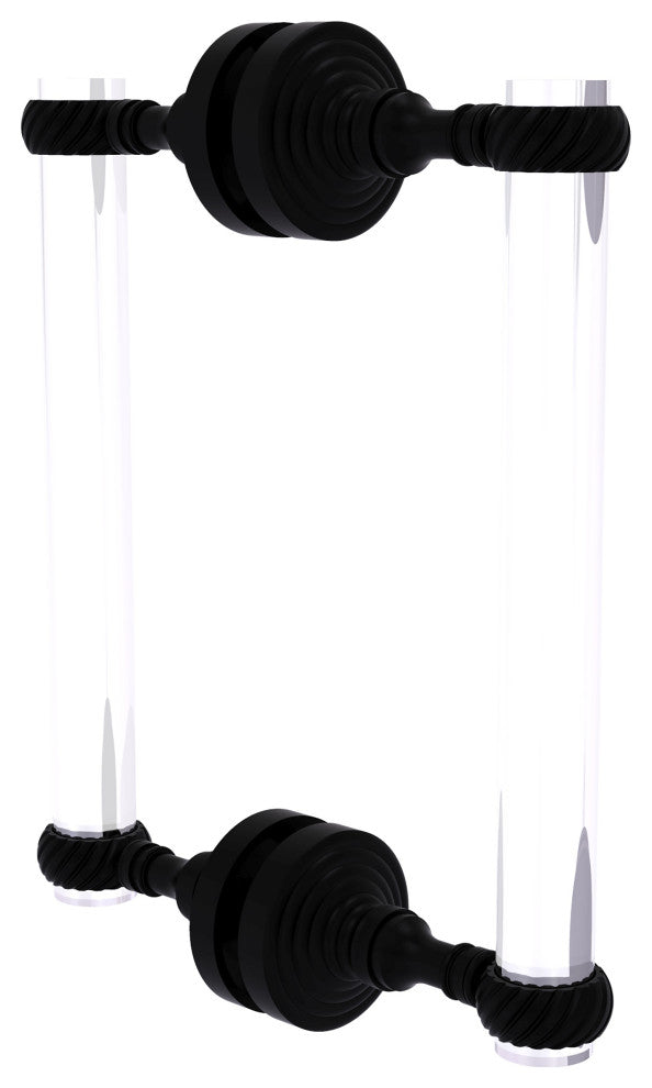 Pacific Grove 8" Twist Accent Back to Back Shower Door Pull, Matte Black