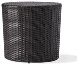 GDF Studio Overton Outdoor Wicker Barrel Side Table, Brown