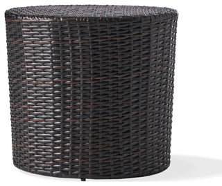 GDF Studio Overton Outdoor Wicker Barrel Side Table, Brown