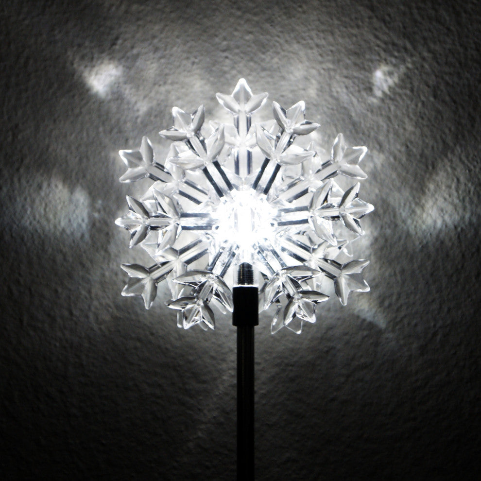 33"H Outdoor Solar 3D Snowflake Garden Lawn Stakes with LED Lights (Set of 2)