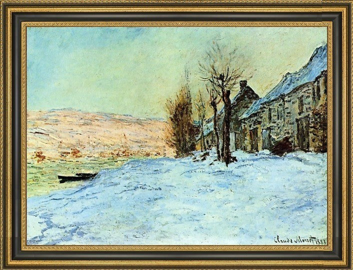 Claude Oscar Monet Lavacourt- Sun and Snow Framed Premium Canvas Print, 18"x27"