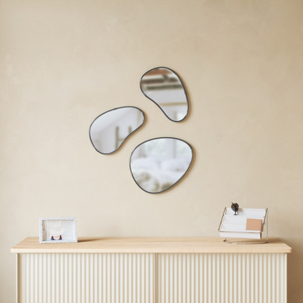 Umbra Hubba Pebble Mirrors, Set of 3 Various Metallic Titanium
