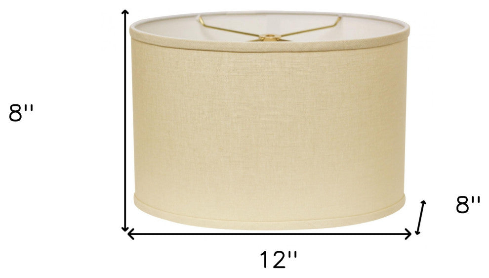 12" Parchment Biege Throwback Oval Linen Lampshade