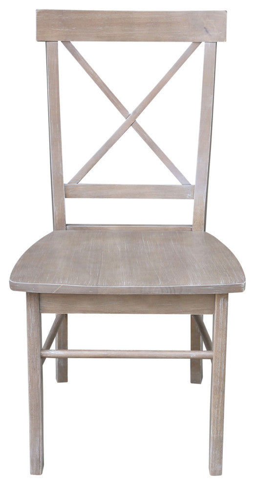 Set of Two X-Back Chairs, Washed Gray Taupe