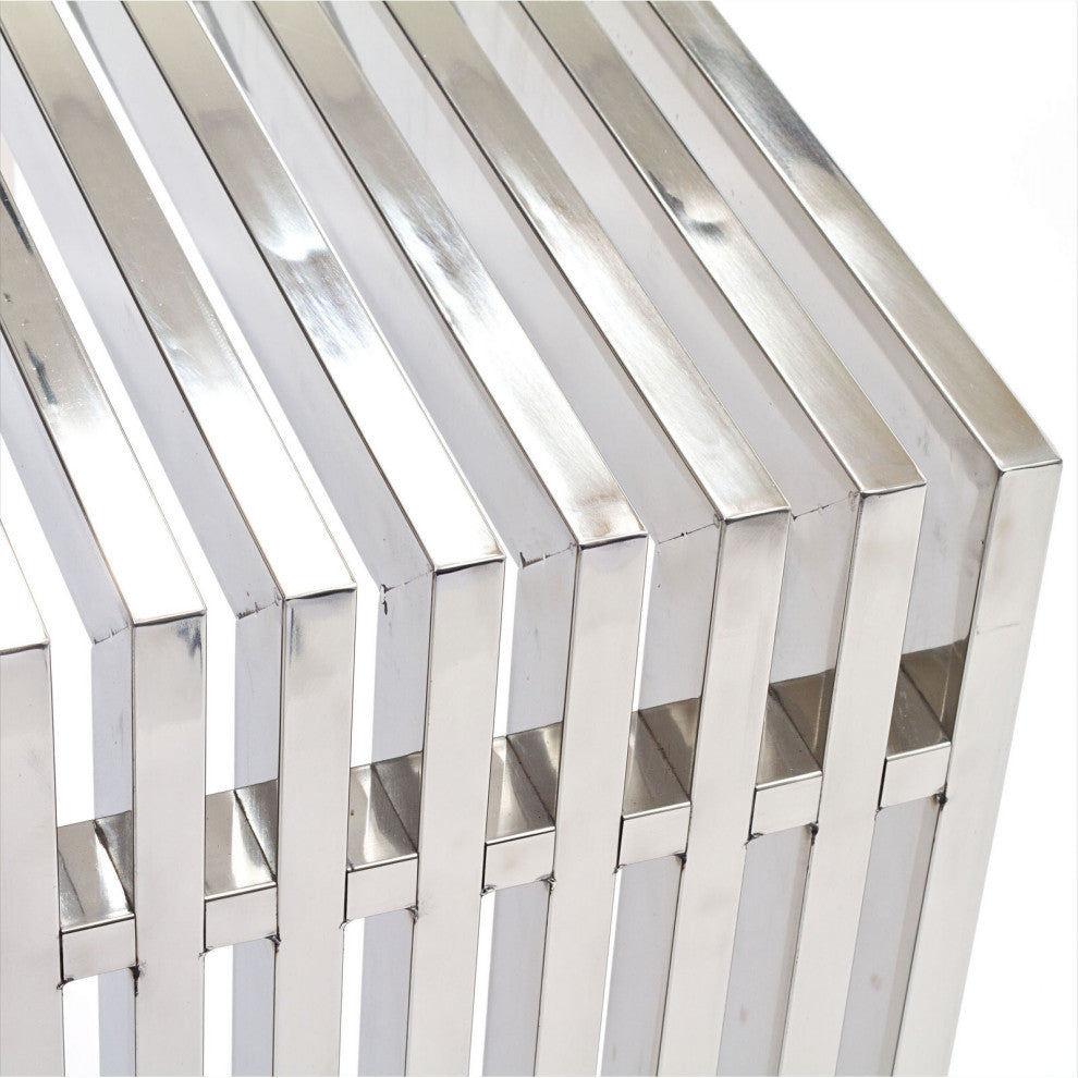 Modern Silver Gridiron Console Table