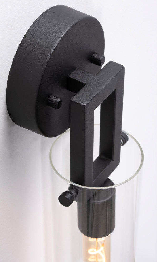 Houston 17" Wall Sconce, Clear Glass, Black Finish