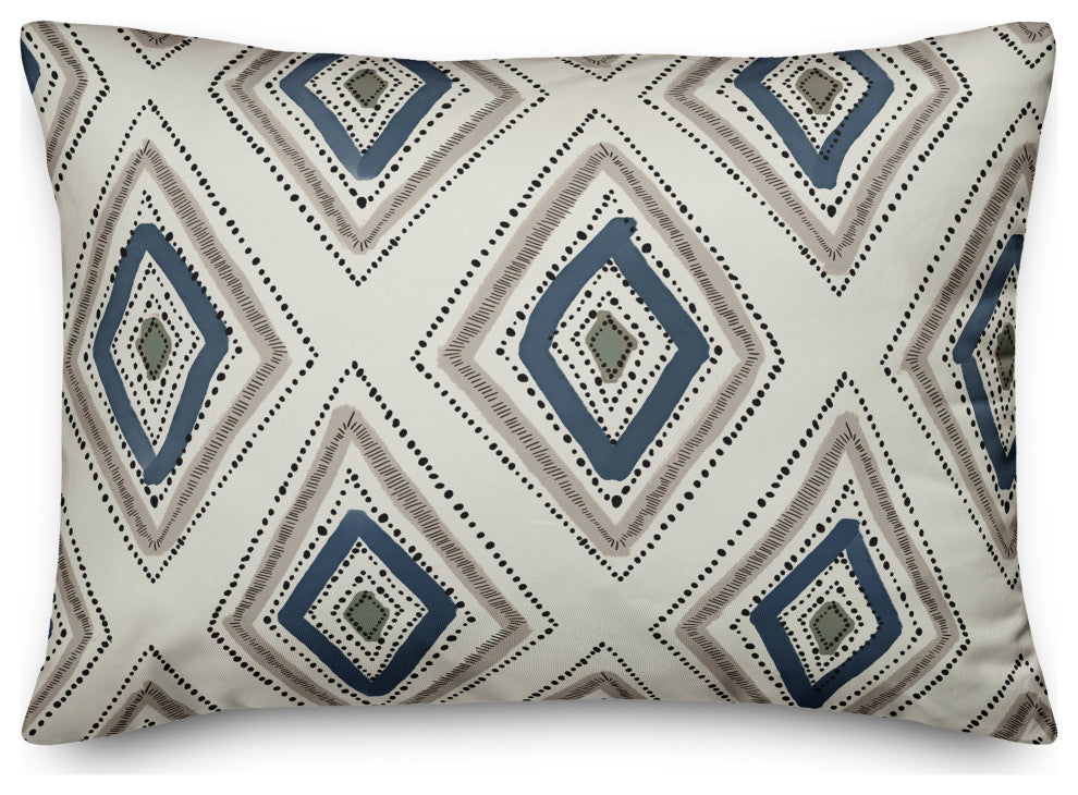 Gray Blue Diamond Pattern 14x20 Indoor/Outdoor Pillow