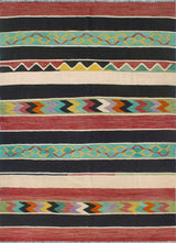 Modern Flatweave Albina Red/Black Rug, 5'8x8'4