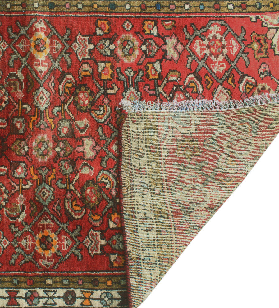 Fine Vintage Distressed Aiston Red/Ivory Runner, 2'8x12'2