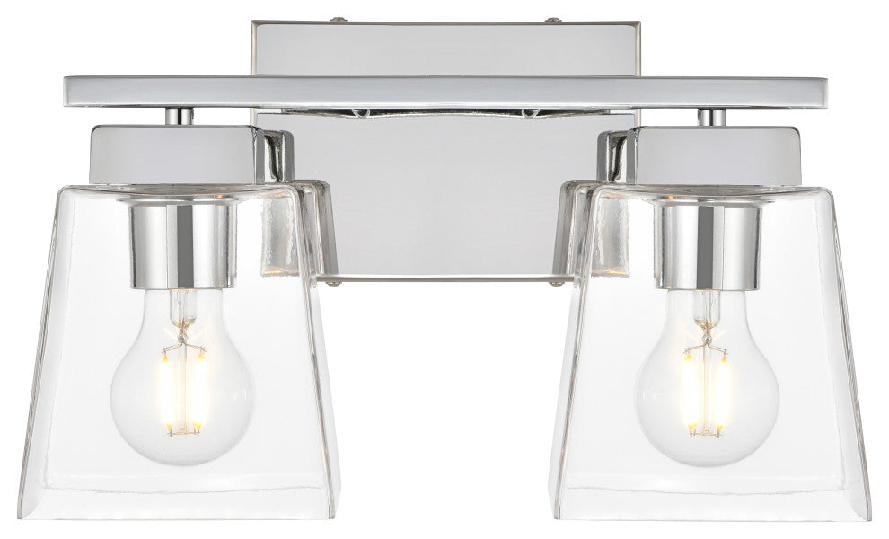 2 Light Chrome And Clear Bath Sconce