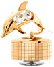 24K Gold Plated Music Box With Crystal Studded Dolphin Figurine