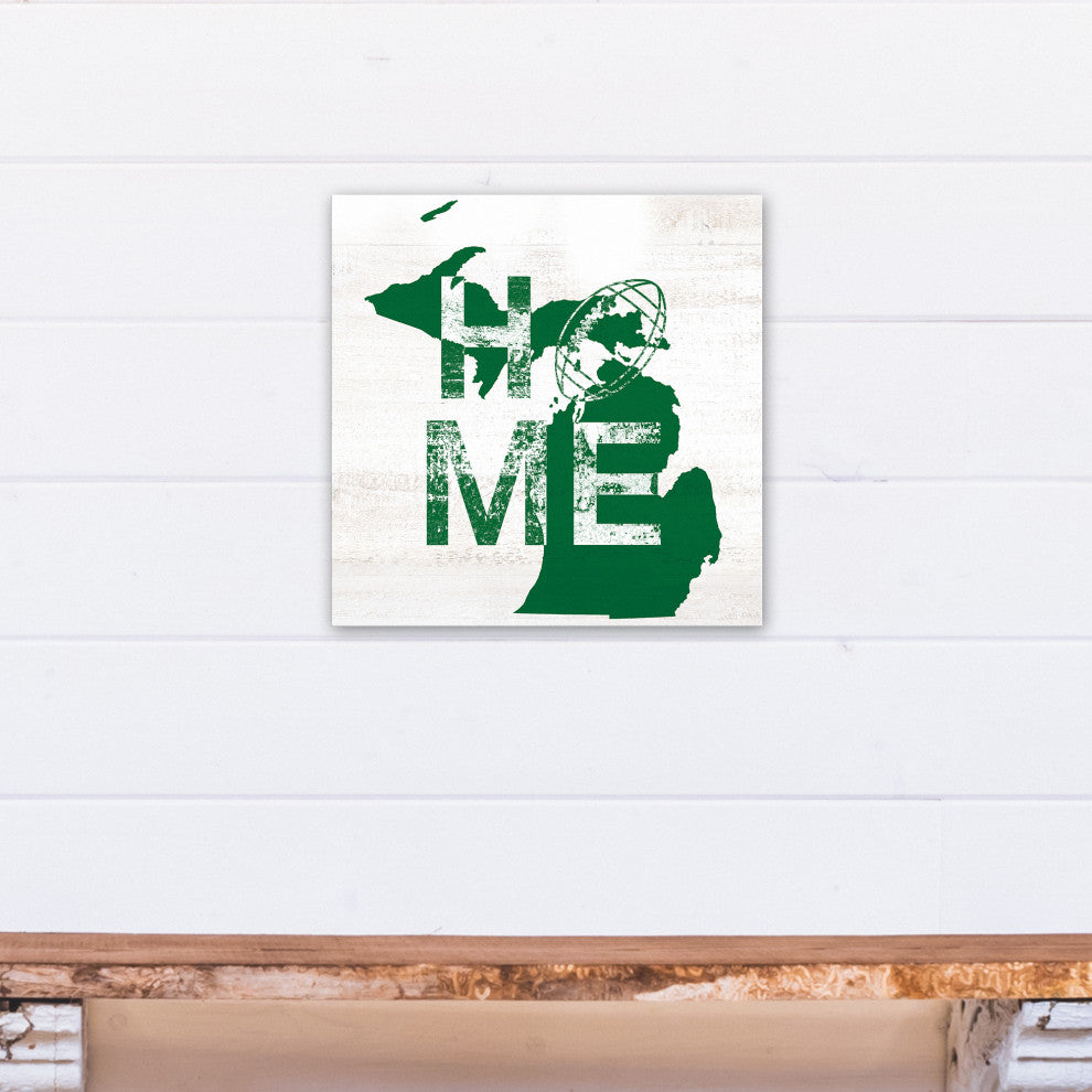 Michigan Football State Pride 16x16 Canvas Wall Art, White/Green
