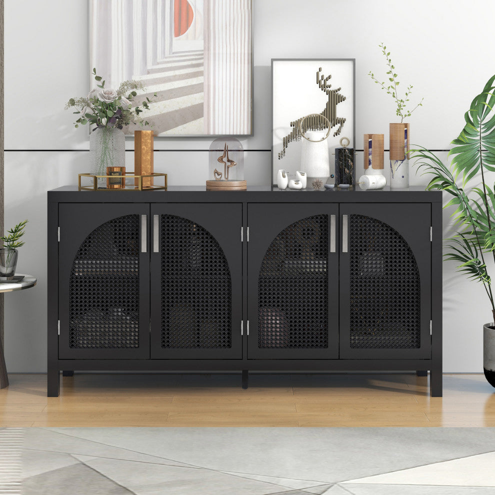 TATEUS 60" Kitchen Sideboard Storage Buffet Cabinet, Black