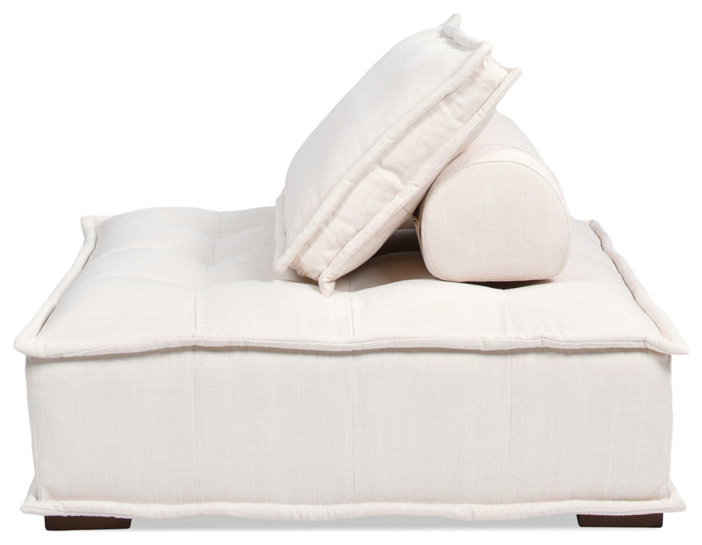 Arwen 42" Square Modular Pillow-Back Lounge Chair, Beige Linen