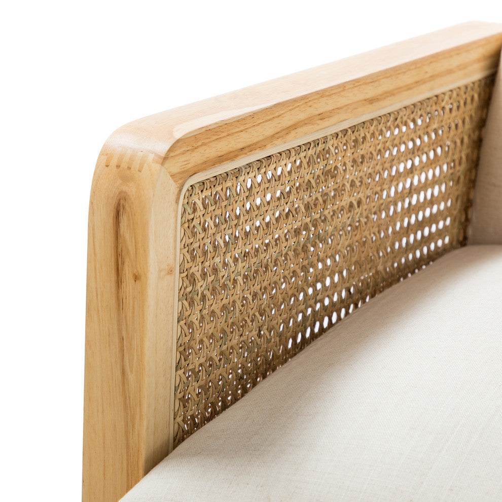 Delphine Cane Accent Chair, Rattan Armchair, Linen