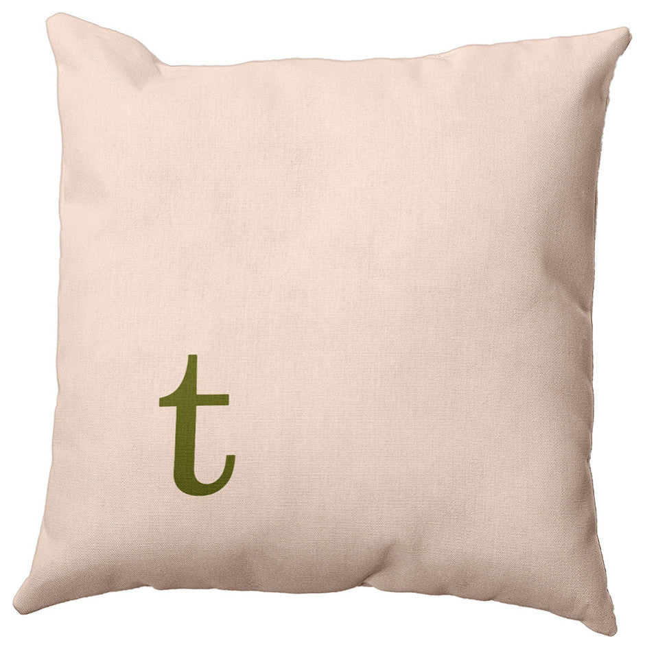 26"x26" Modern Monogram Decorative Throw Pillow, Olive