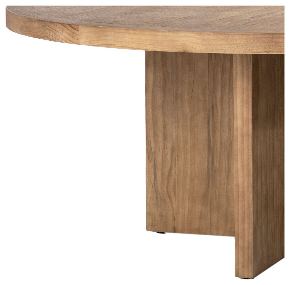 Brooks 60" Round Reclaimed Pine Dining Table With Cross Base, Natural Finish