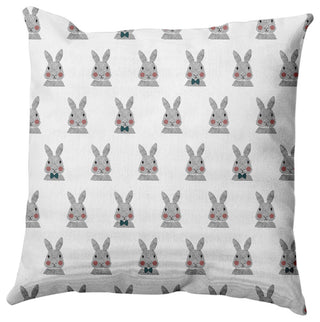 Bunny Fluffle Easter Decorative Throw Pillow, Ocean Abyss Green, 16x16"