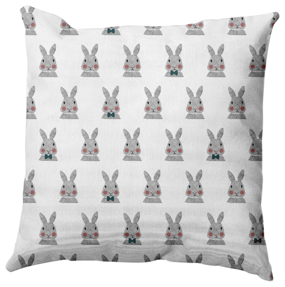 Bunny Fluffle Easter Decorative Throw Pillow, Ocean Abyss Green, 16x16"