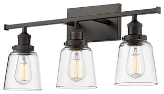 3 Light Updated Modern Vanity Bathroom Light, Oiled Bronze With Clear Glass