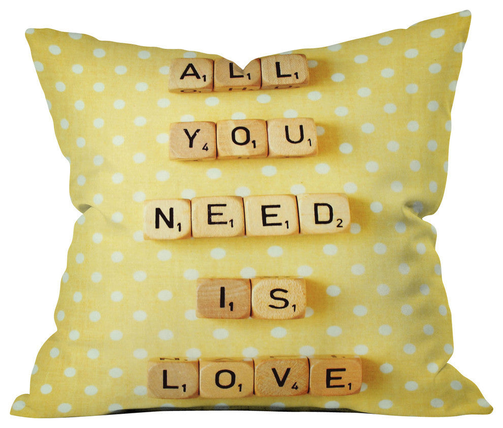 Happee Monkee All You Need Is Love 1 Outdoor Throw Pillow