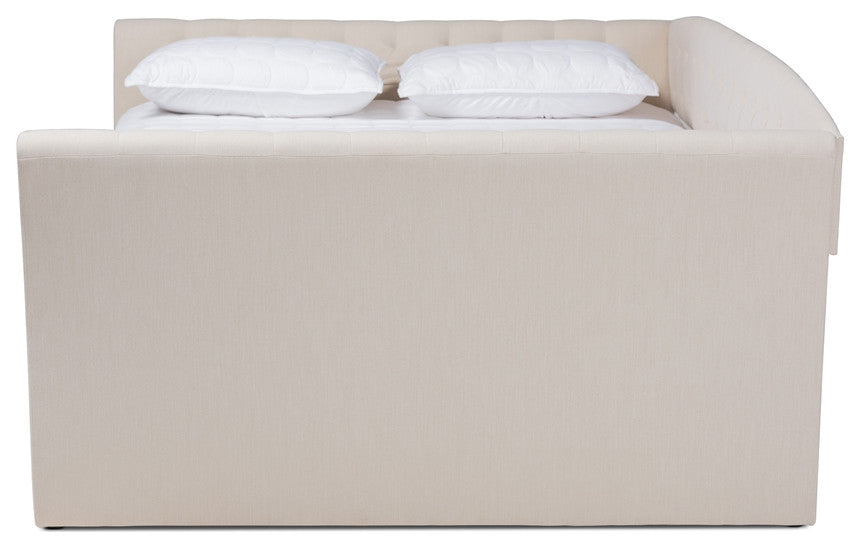 Modern Beige Fabric Upholstered Full Size Daybed