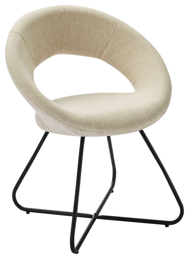 Nouvelle Upholstered Fabric Dining Chair Set of 2 Black Beige