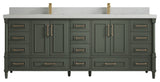 Aberdeen 84 Double Sink Bath Vanity in Pewter Green 2" Carrara Quartz