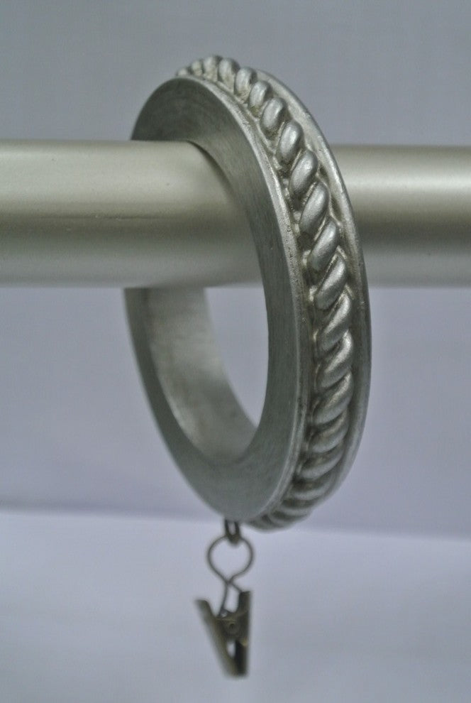 2 1/2" Rope Designer Curtain Rings, Pewter, Set of 8