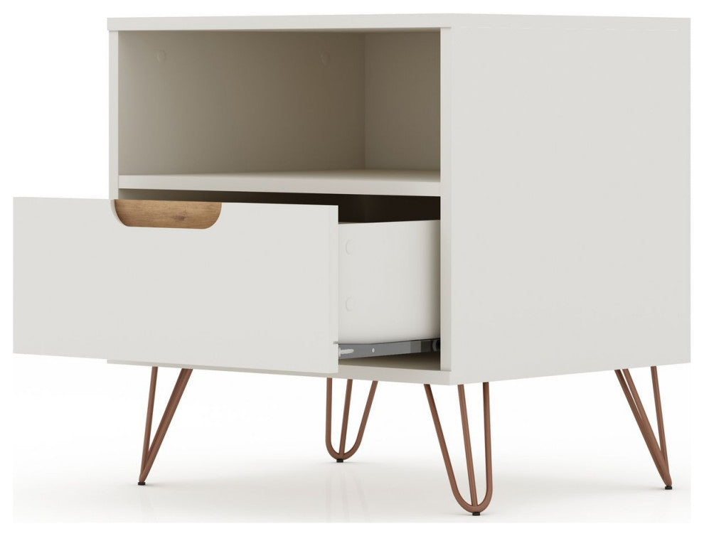 Rockefeller 1.0 Nightstand, Off White and Nature