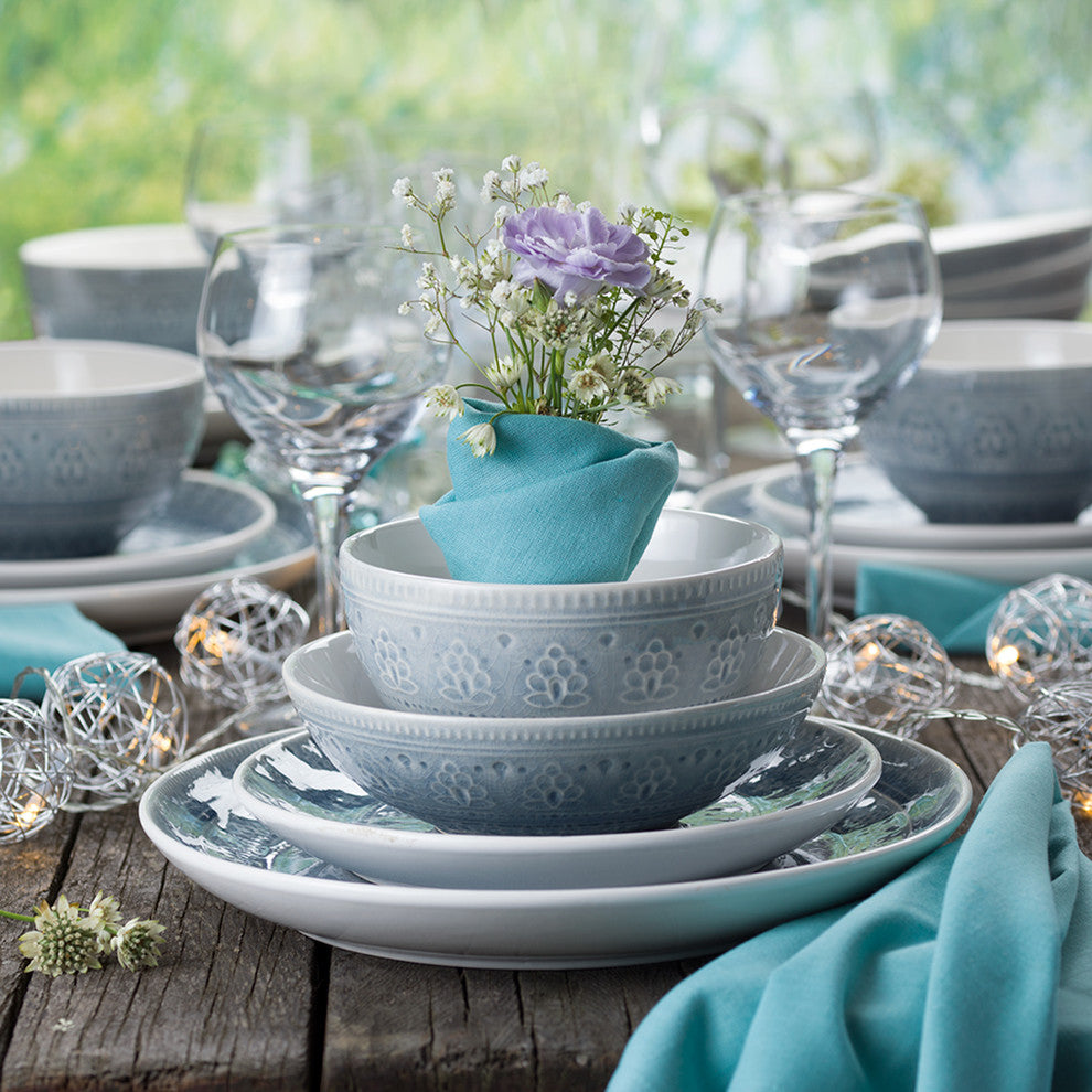 Euro Ceramica Fez 20-Piece Dinnerware Set, Service for 4, Gray