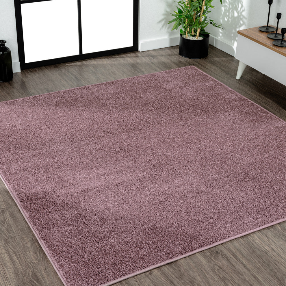Haze Solid Low-Pile Light Purple 6' Square Area Rug