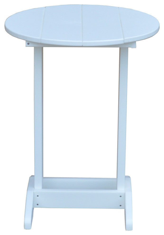 Poly Lumber Balcony Side Table, White, Round