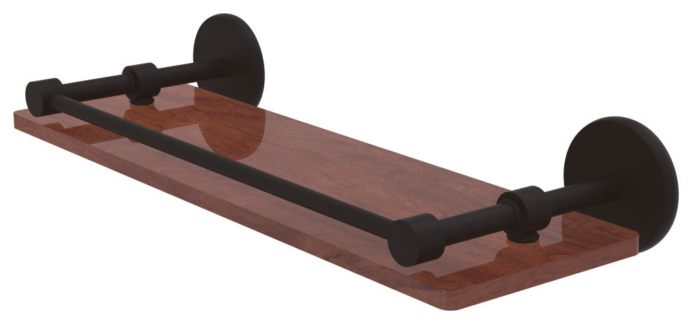 Prestige Skyline 16" Solid Wood Shelf with Gallery Rail, Oil Rubbed Bronze