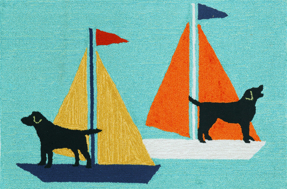 Frontporch Sailing Dog Indoor/Outdoor Rug Blue 2'x3'