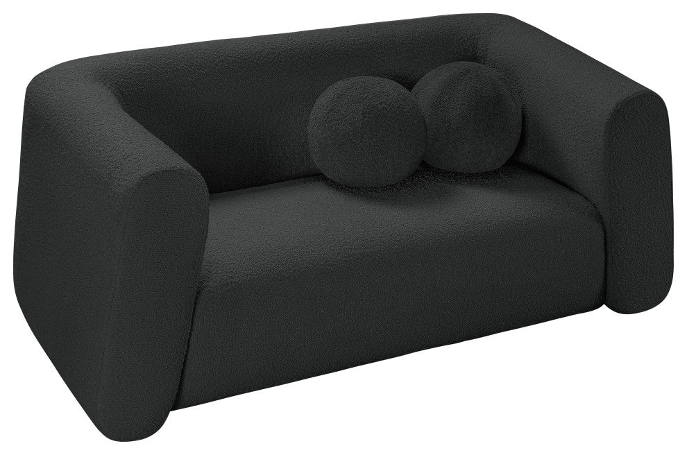Abbington Boucle Fabric Upholstered Loveseat, Black