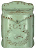 Embossed Tin Post Box, Distressed Finish, Aqua