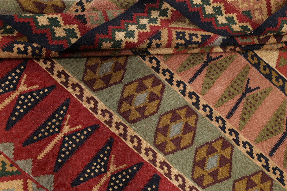 Kilim Oriental Traditional Carpet Hand-Woven Persian Wool Area Rug, 9'2"x6'6