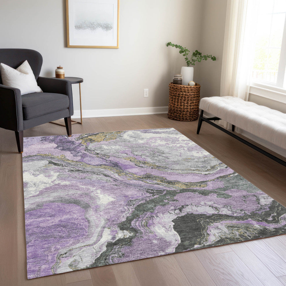 Machine Washable Indoor/Outdoor Chantille ACN1908 Violet 8' x 10' Rug