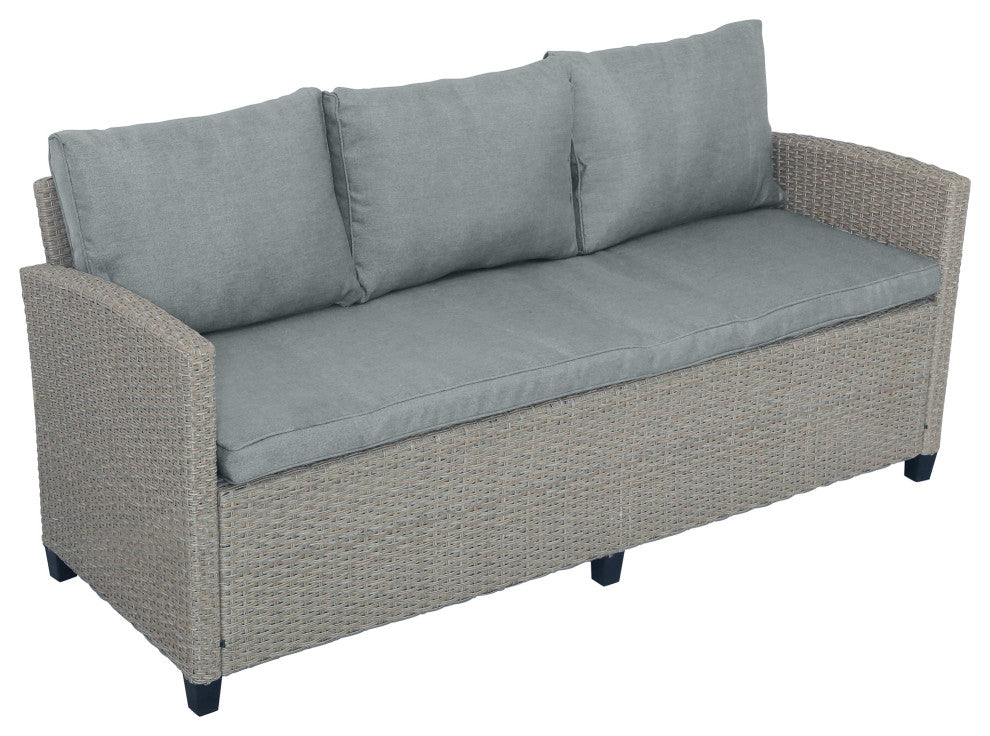 6 Pieces Outdoor Rattan Patio Sectional Sofa Set With Cushions, Gray