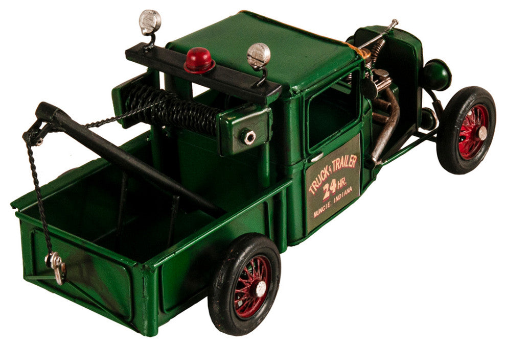 Handmade Vintage Tow Truck Model, Collectible Metal Scale Model Truck