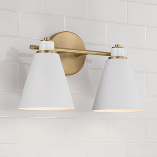 Capital Lighting 150121 Bradley 2 Light 15"W Vanity Light - Aged Brass / Black