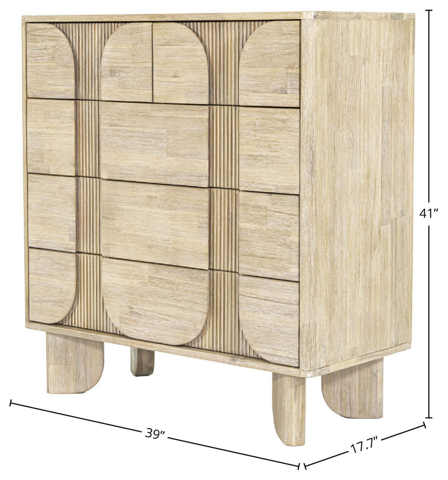Haru 5-Drawer Acacia Chest, Beige