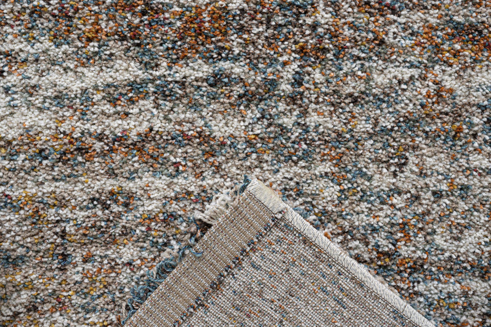 Granada Ezra Ivory, Blue, Orange, and Rust Olefin Shag Area Rug