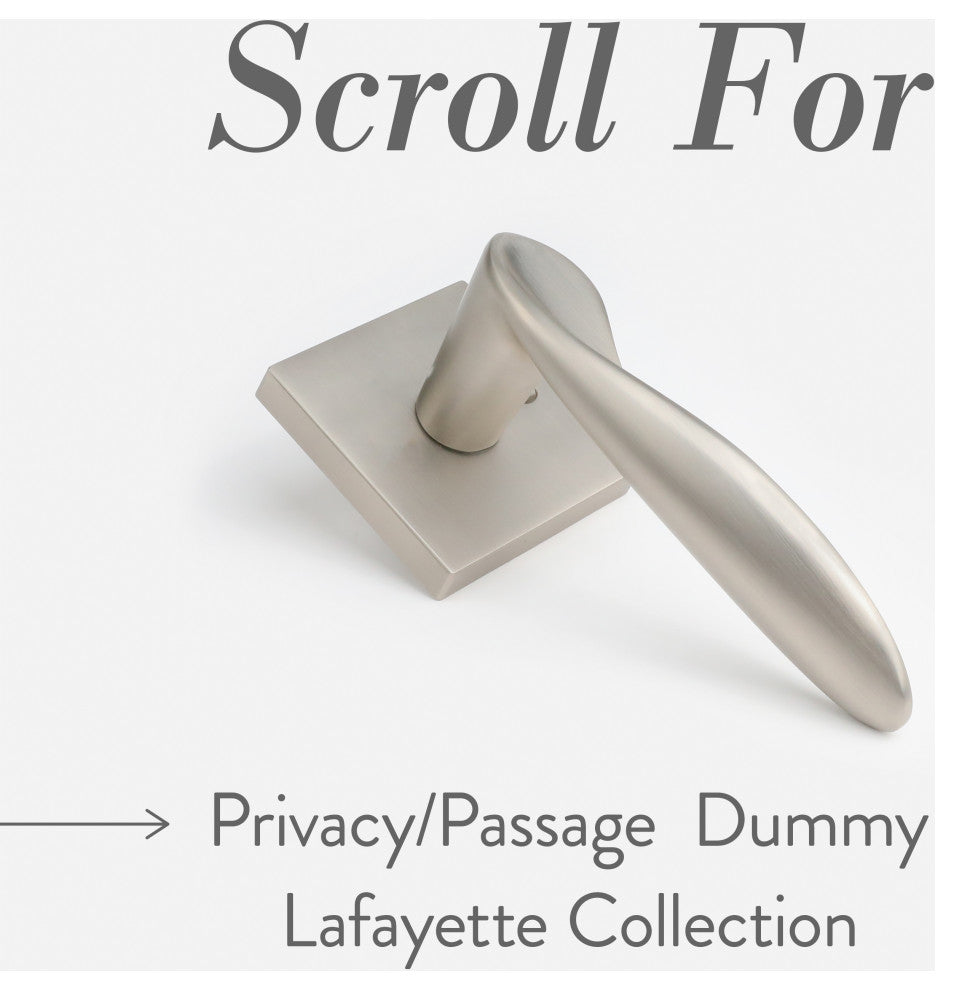 Modern Heavy Duty Designer Interior Door Lever - Lafayette Collection, Satin Nickel, Passage Right Hand