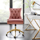 Regent Tufted Performance Velvet Office Chair Gold Dusty Rose