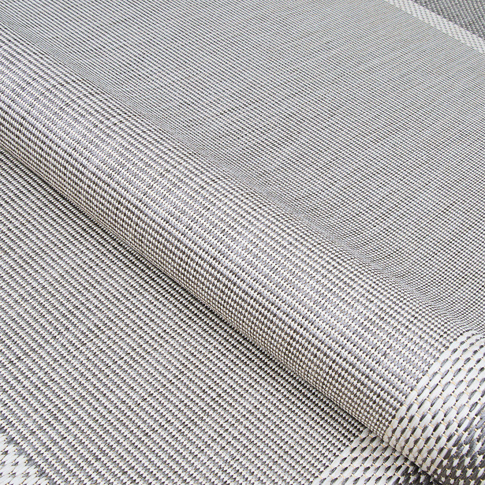 Couristan Recife Stria Texture 5526/3312 Outdoor Rug, Champagne/Grey, 8'6"x8'6" Square