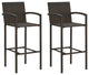 Vidaxl Bar Stools, Set of 2, Brown Poly Rattan