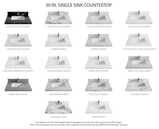 Nashville 30" Single Sink Bath Vanity, Black 1.5" White Quartz