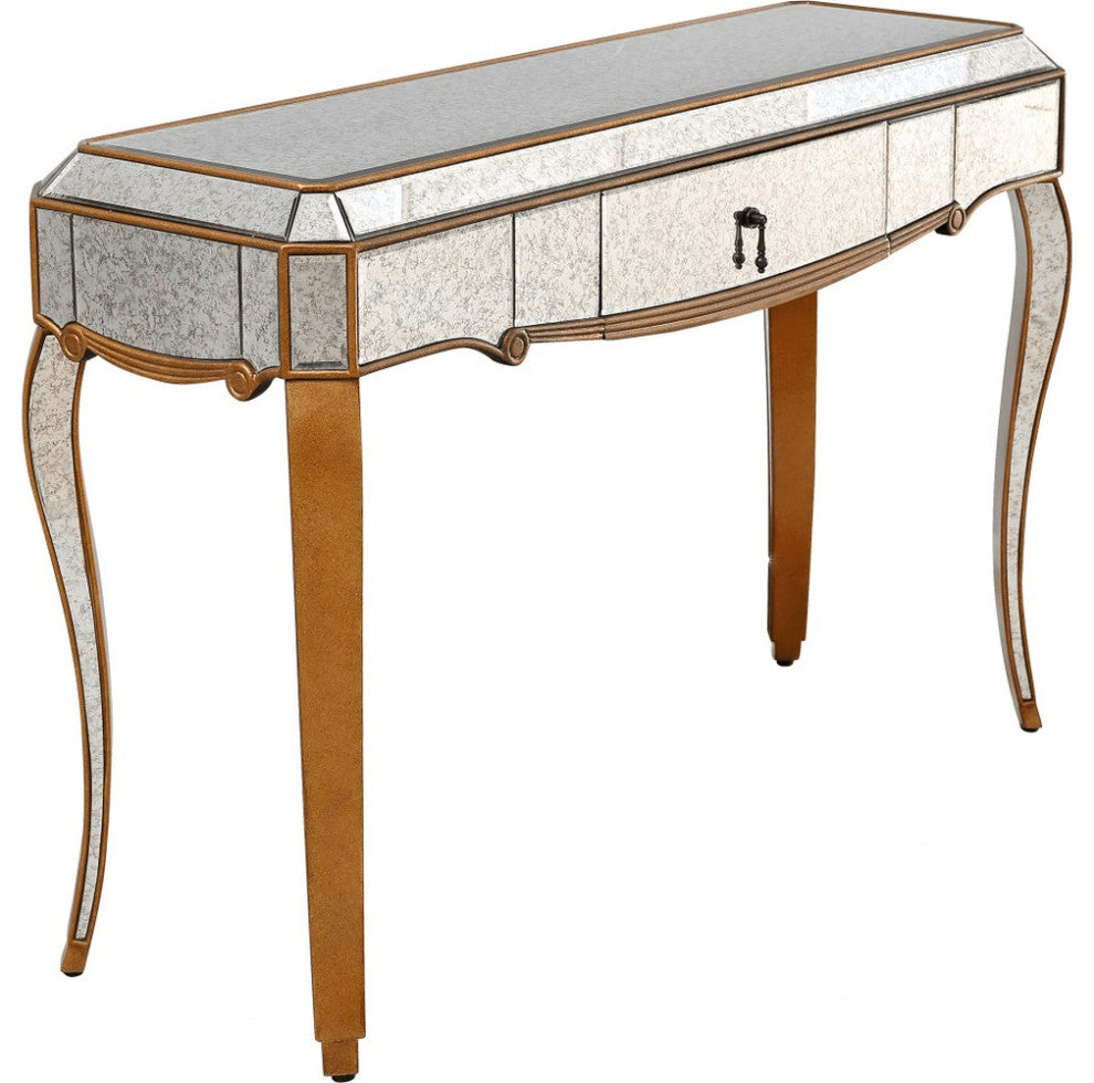 Antiqued Gold Wooden Console Table